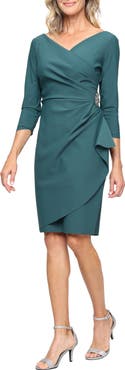Alex Evenings Contour Collection Embellished Ruched Sheath Cocktail Dress