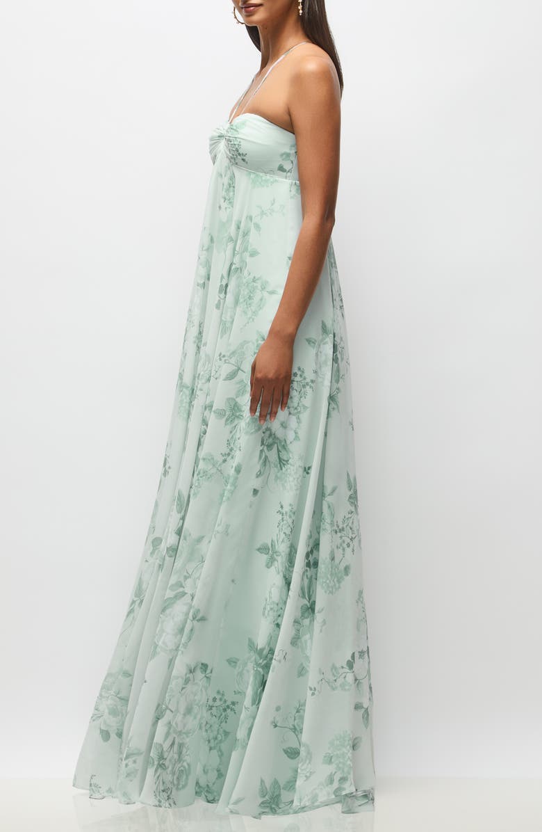 Dessy Collection Lilith Floral Chiffon Gown, Alternate, color, Mint Floral