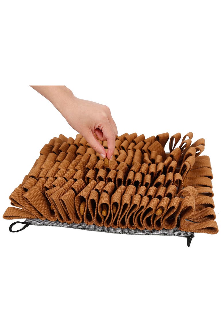 The Pet Life ® 'Sniffer Grip' Interactive Anti-Skid Pet Snuffle Mat, Alternate, color, BROWN