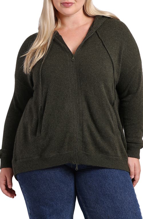 Minnie Rose Cashmere Zip Hoodie Jacket In Army