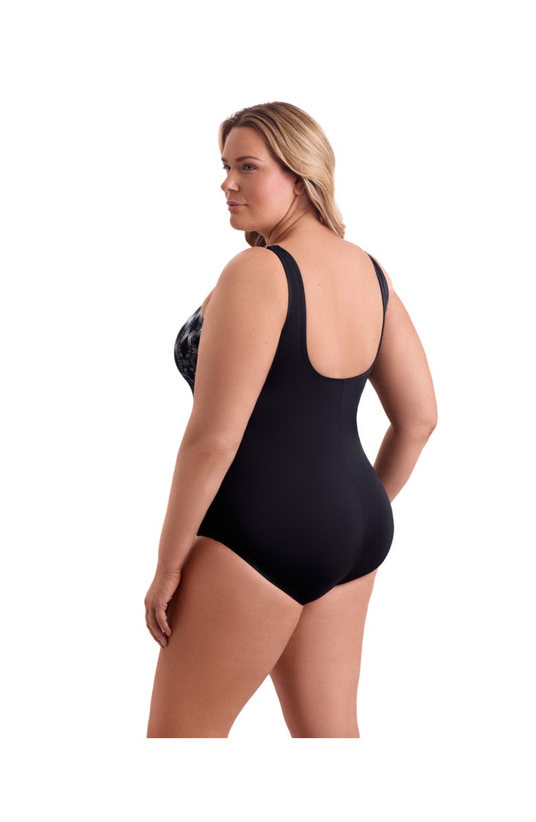 ShapeSolver Sport Scoopneck Zipper Tank Chlorine Resistant One-Piece Swimsuit, Alternate, color, Herringbone Shift