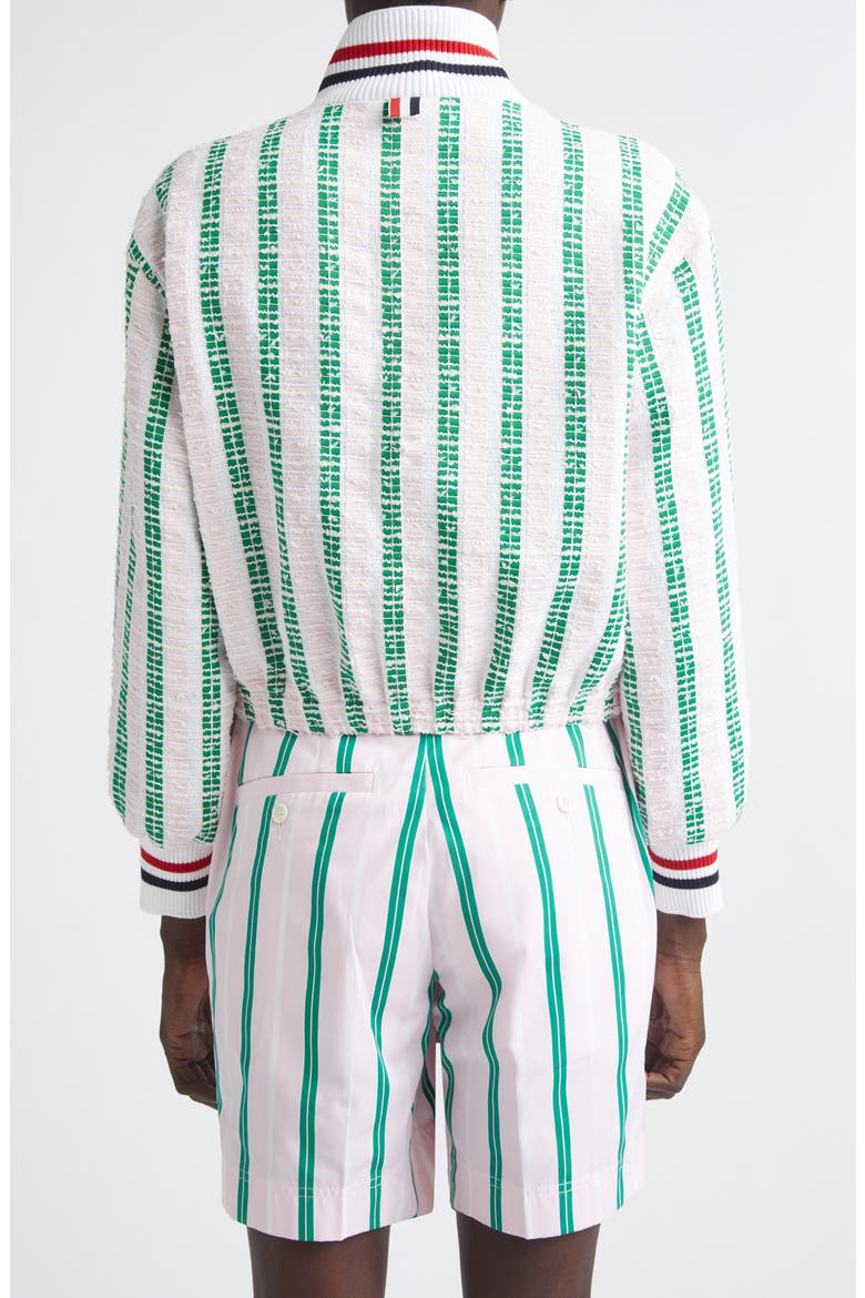 Rep Stripe Tweed Varsity Jacket, Alternate, color, LIGHT PINK