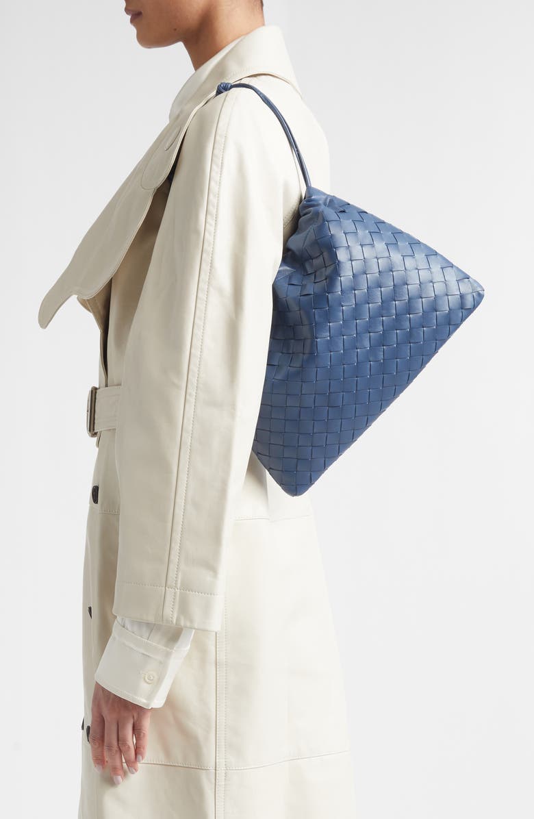 Bottega Veneta Medium Dustbag Intrecciato Leather Shoulder Bag, Alternate, color, Blue Venezia-Gold
