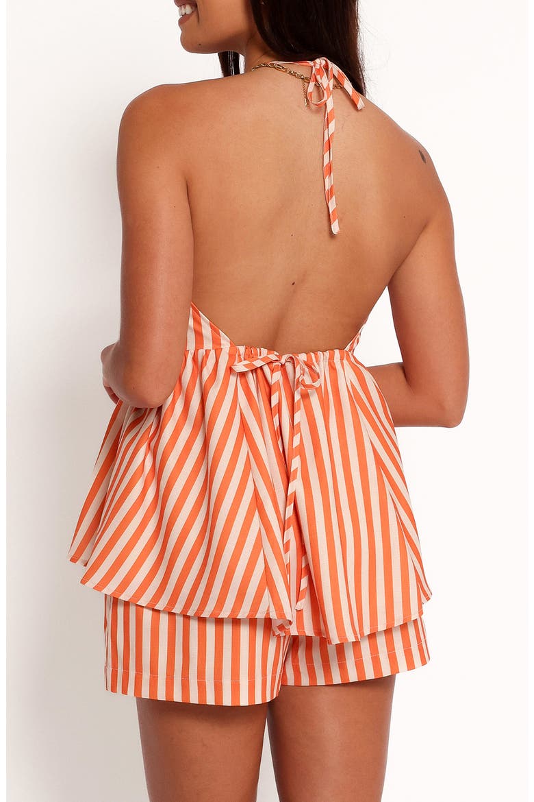 Valencia Stripe Cotton Halter Neck Top, Alternate, color, ORANGE PINK STRIPE