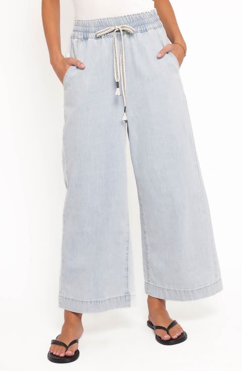 Jenni Drawstring Wide Leg Denim Pants