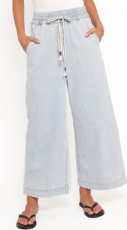 Petal & Pup Jenni Drawstring Wide Leg Denim Pants