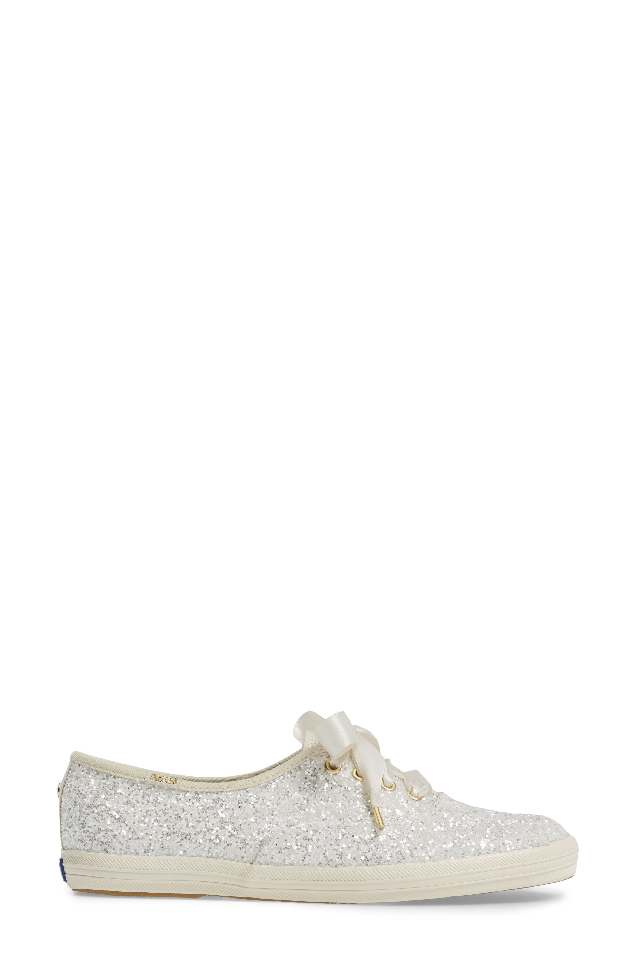 Keds® x kate spade new york glitter sneaker, Alternate, color, CREAM