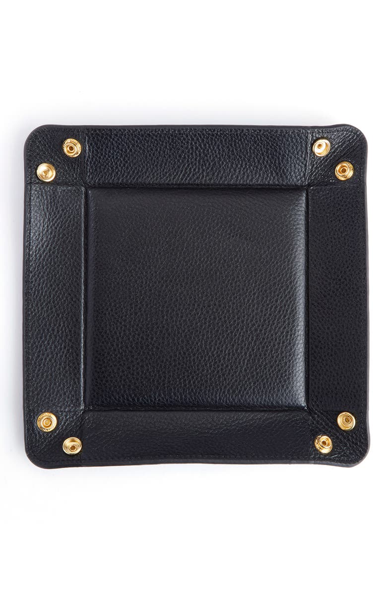 ROYCE New York Personalized Catchall Leather Valet Tray, Alternate, color, Black - Deboss