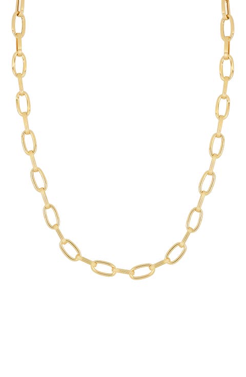 14K Gold Elongated Rolo Chain Necklace