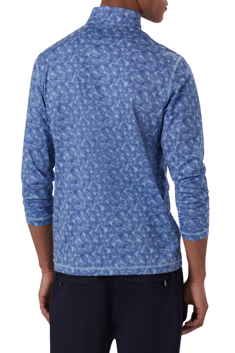 OoohCotton® Frond Print Stretch Cotton Quarter Zip Pullover, Alternate, color, AIR-BLUE