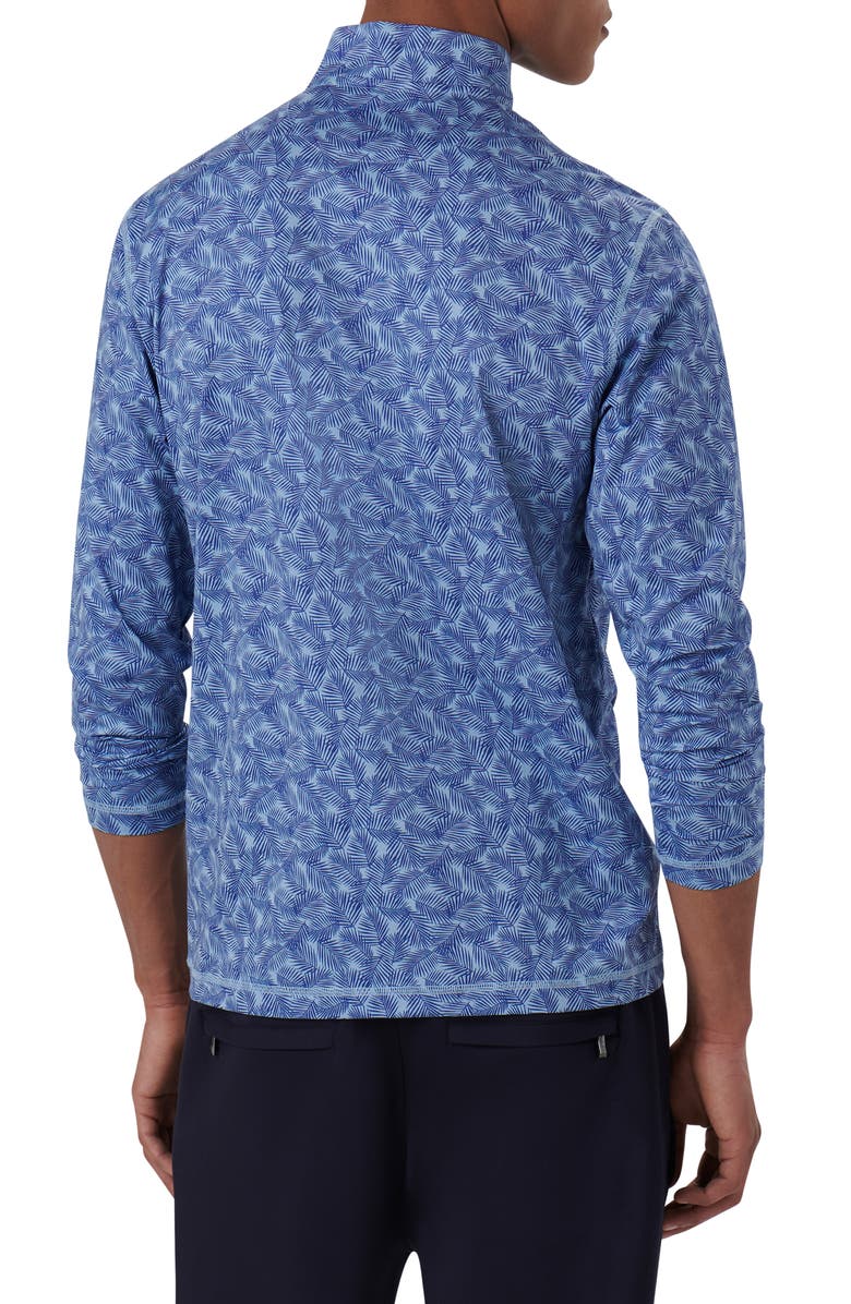 Bugatchi OoohCotton<sup>®</sup> Frond Print Stretch Cotton Quarter Zip Pullover, Alternate, color, Air-Blue