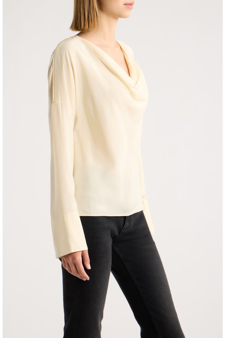 Vinnie Cowl Neck Silk Top, Alternate, color, IVORY