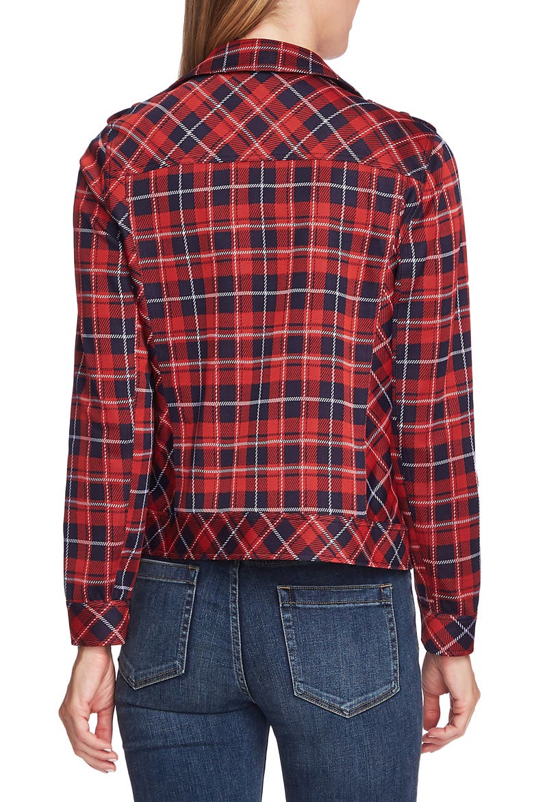 Plaid Knit Moto Jacket, Alternate, color, BURNT AMBER