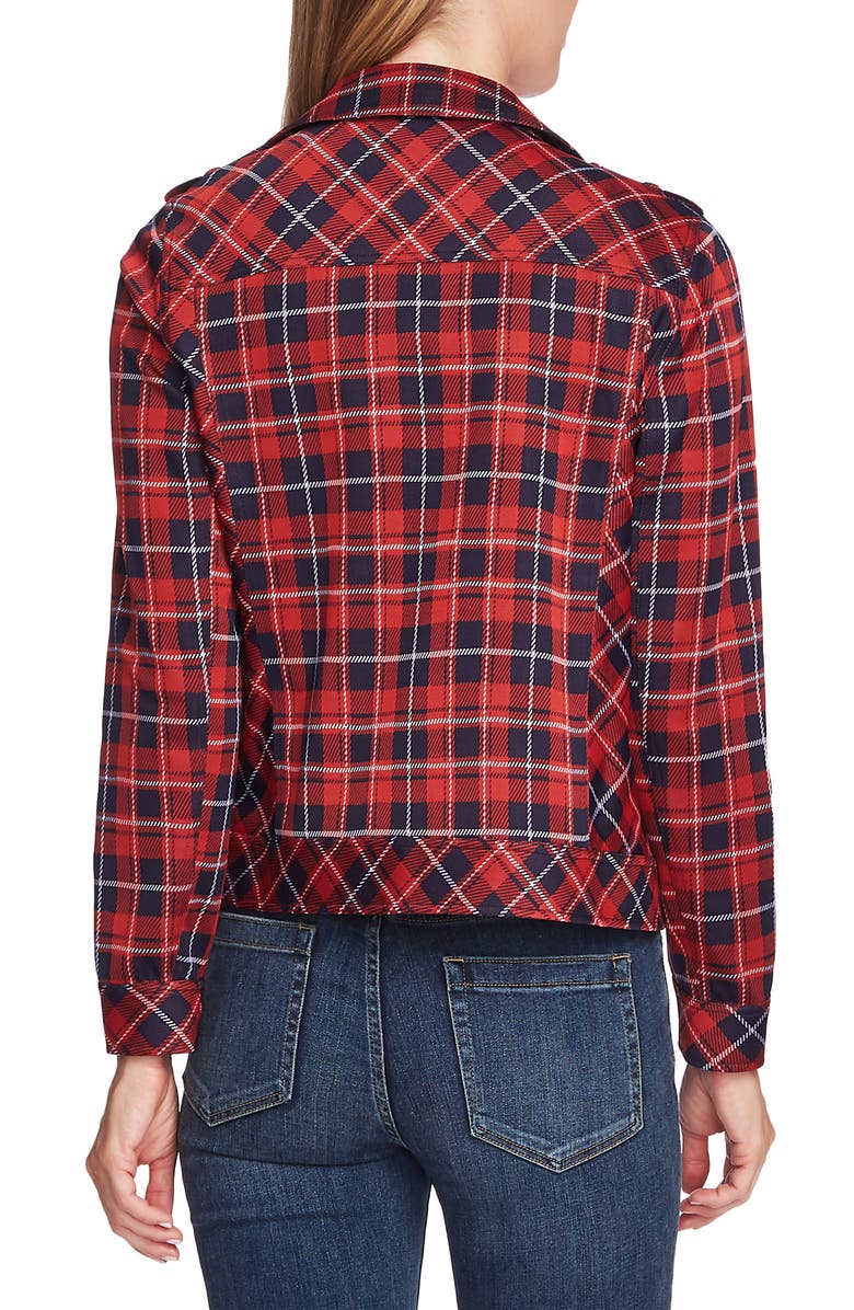 Vince Camuto Plaid Knit Moto Jacket, Alternate, color, 