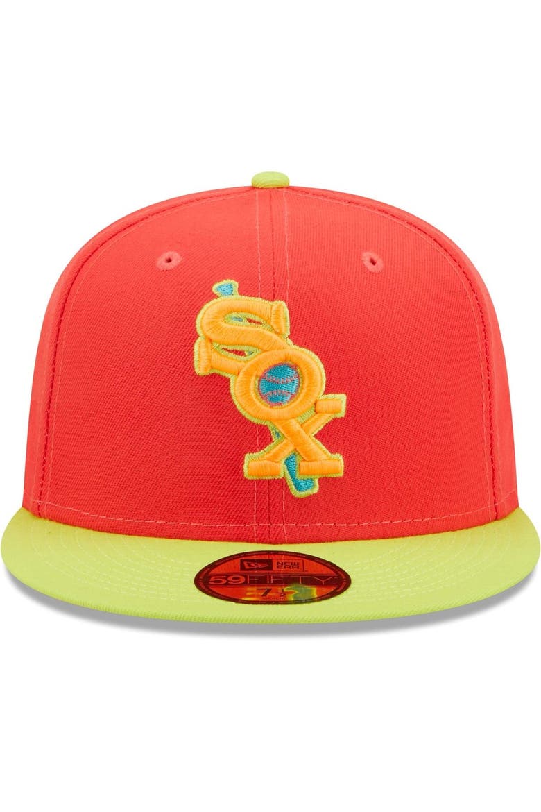 Men's New Era Red/Neon Green Chicago White Sox   Lava Highlighter Combo 59FIFTY Fitted Hat, Alternate, color, Red