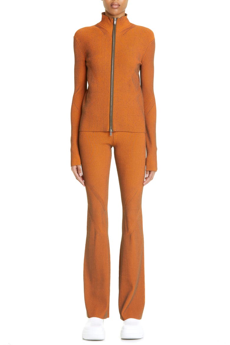 Angled Rib Zip Cardigan, Alternate, color, SAFETY ORANGE / MILITARY GREEN