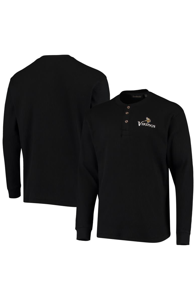 DUNBROOKE Men's Dunbrooke Black Minnesota Vikings Logo Maverick Thermal Henley Long Sleeve T-Shirt, Main, color, Black