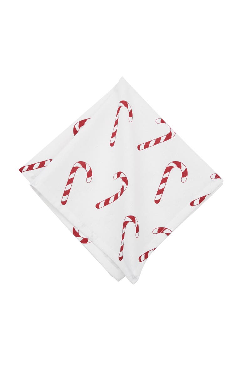 Candy Cane Wishes Single Cloth Napkin, Main, color, Red