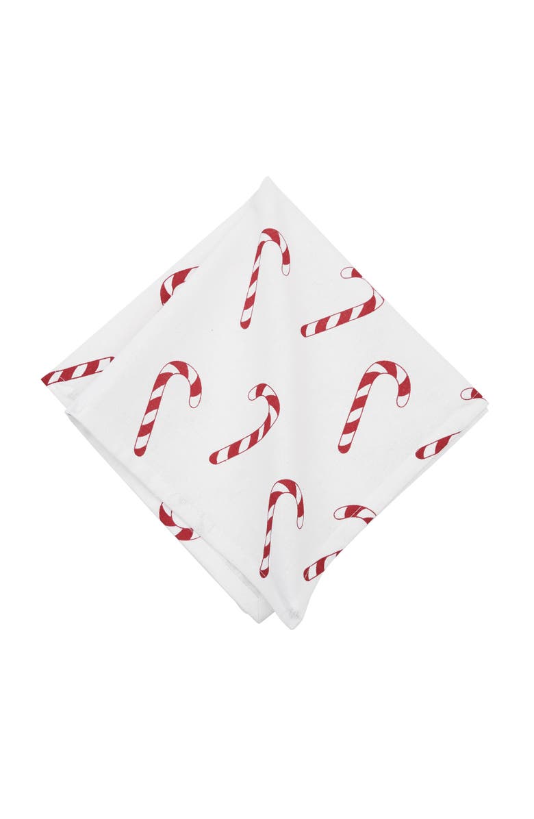 C&F Home Candy Cane Wishes Napkins Set of 6, Alternate, color, White