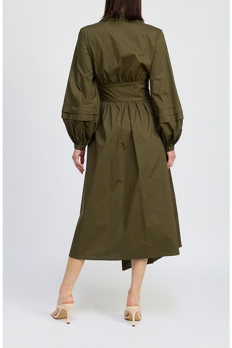 Berenger Long Sleeve Wrap Cotton Shirtdress, Alternate, color, OLIVE