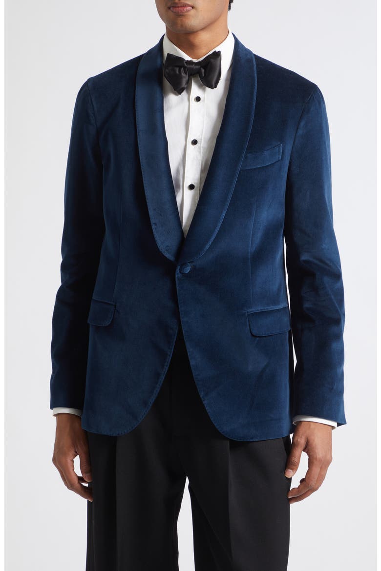 Velvet Shawl Collar Jacket, Main, color, NAVY