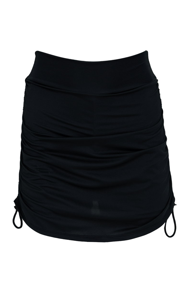 Nani Ruched Swim Skirt, Alternate, color, Black