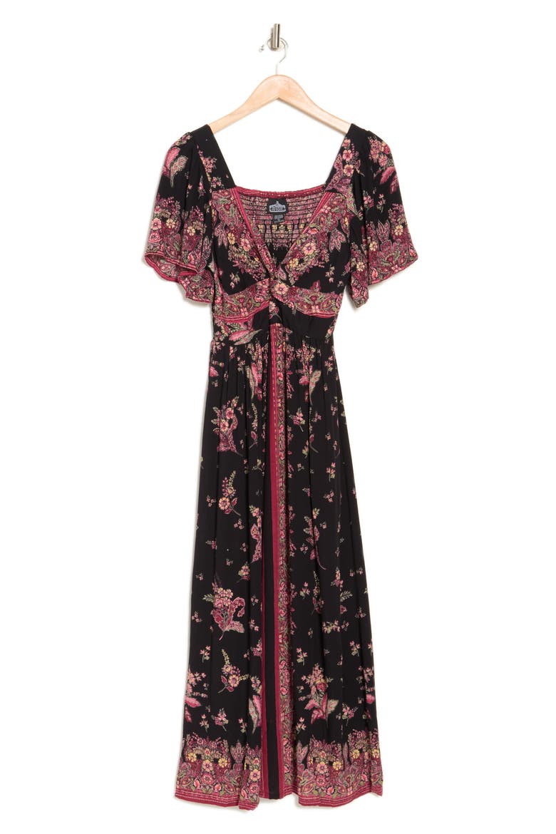 Wide Sleeve Maxi Dress, Alternate, color, BLACK
