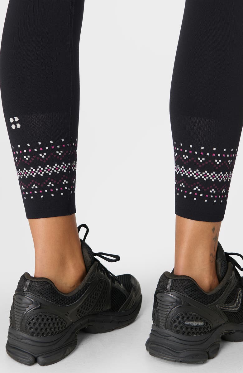 Sweaty Betty Fairisle Novelty Print Base Leggings, Alternate, color, Black Ski Fair Isle Jacquard