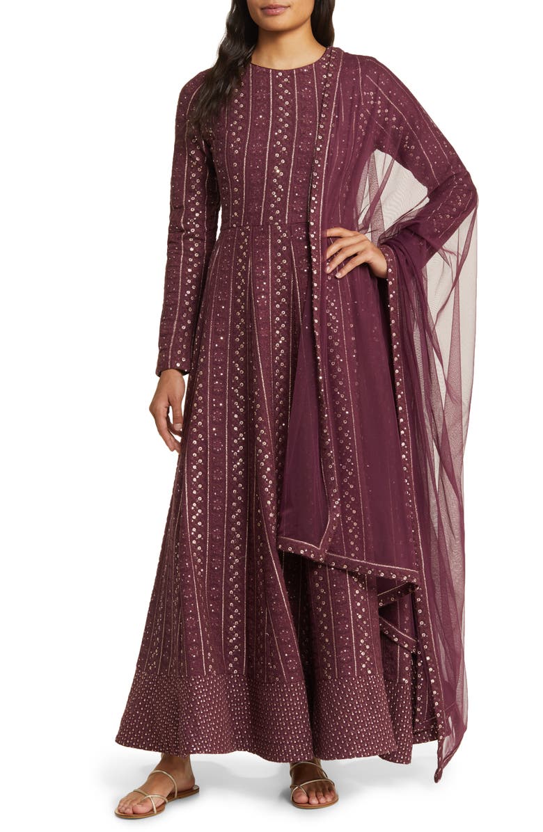Sani Samud Embroidered Long Sleeve Anarkali with Dupatta, Main, color, 