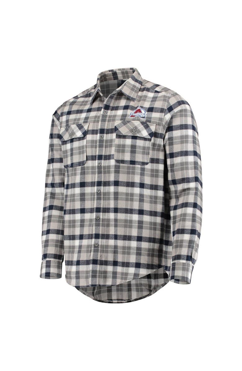 ANTIGUA Men's Antigua Navy/Gray Colorado Avalanche Ease Plaid Button-Up Long Sleeve Shirt, Alternate, color, 