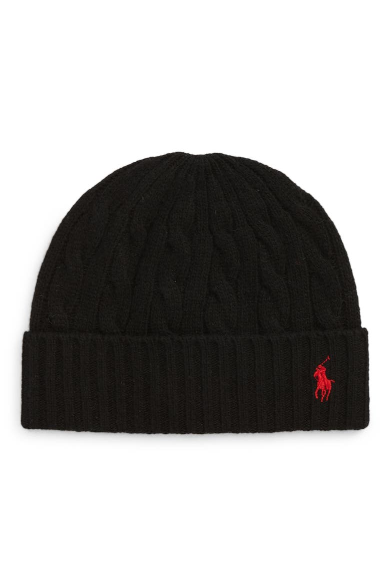 Classic Cable Beanie Polo Ralph Lauren, Main, color, BLACK