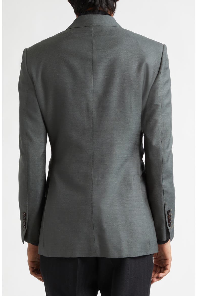 Dyllan Double Breasted Silk Canvas Sport Coat, Alternate, color, PINE GREEN/ GREY