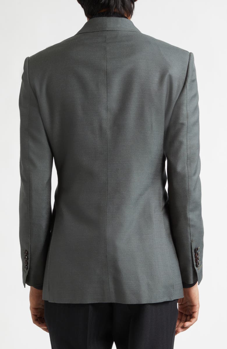 TOM FORD Dyllan Double Breasted Silk Canvas Sport Coat, Alternate, color, Pine Green/ Grey