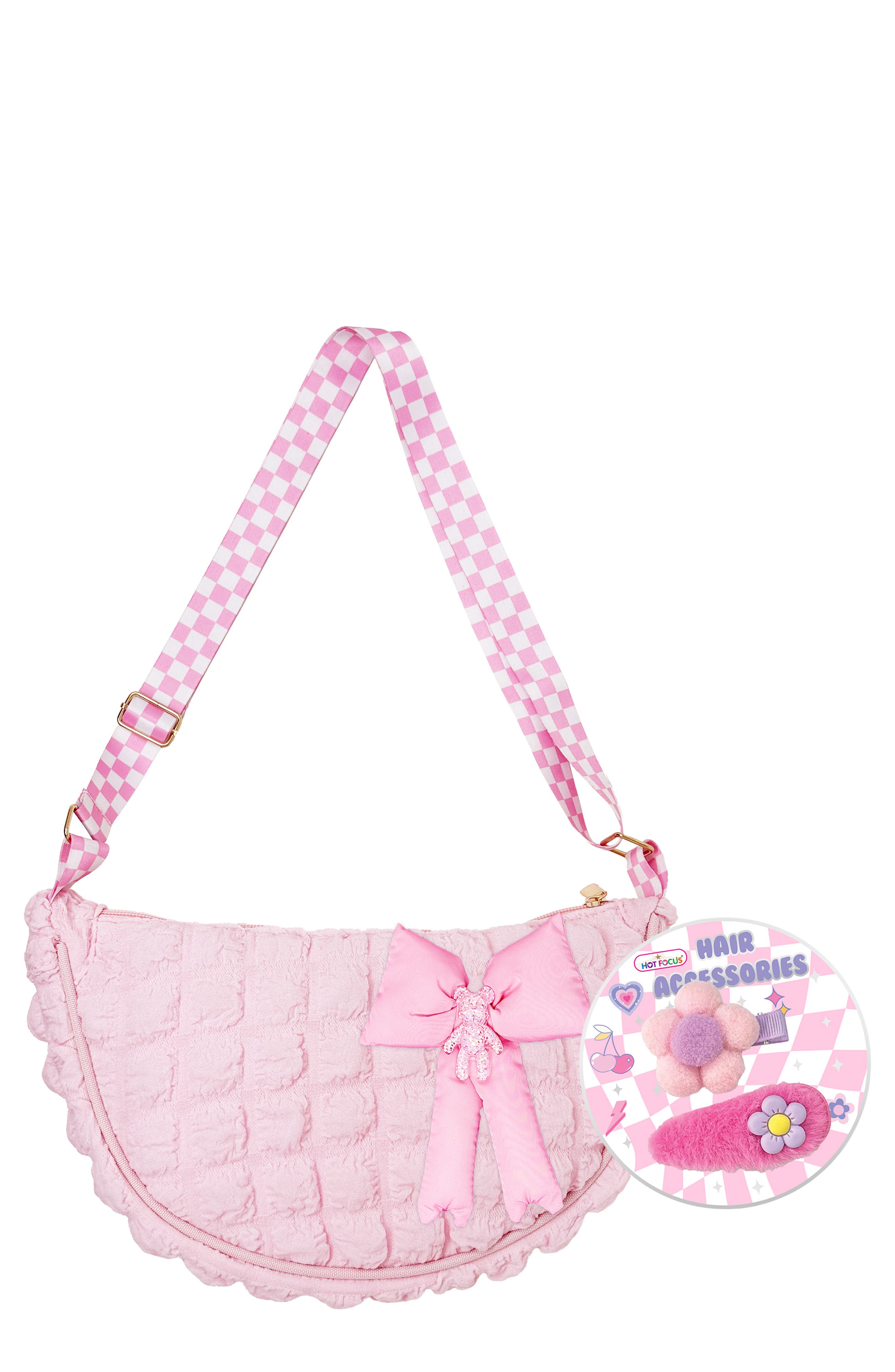 HOT FOCUS Kids' Bowtiful Puffer Crossbody Bag & Hair Accessory Set ...