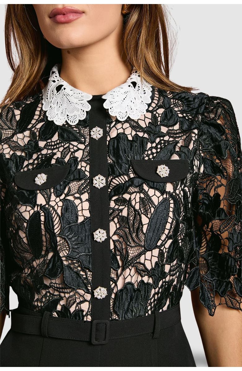 Coast Lace Shirt Short Sleeve Jumpsuit, Alternate, color, Mono