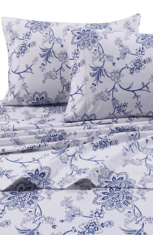 Azores Home Floral Cotton Flannel Sheet Set In Gray
