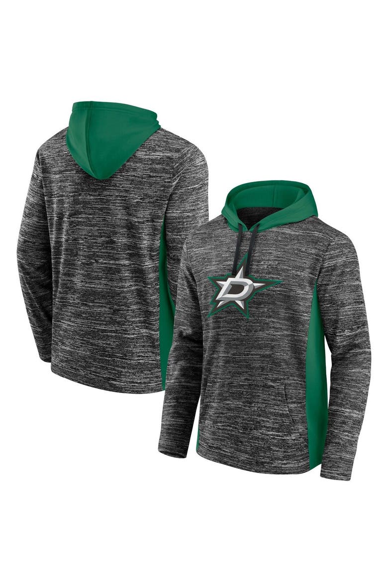 Men's Fanatics Branded Charcoal/Kelly Green Dallas Stars Instant Replay Space-Dye Pullover Hoodie, Main, color, Charcoal