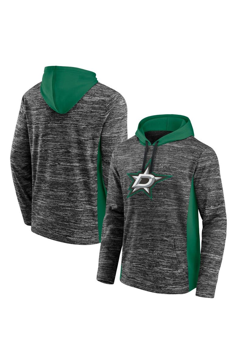 FANATICS Men's Fanatics Branded Charcoal/Kelly Green Dallas Stars Instant Replay Space-Dye Pullover Hoodie, Main, color, Charcoal