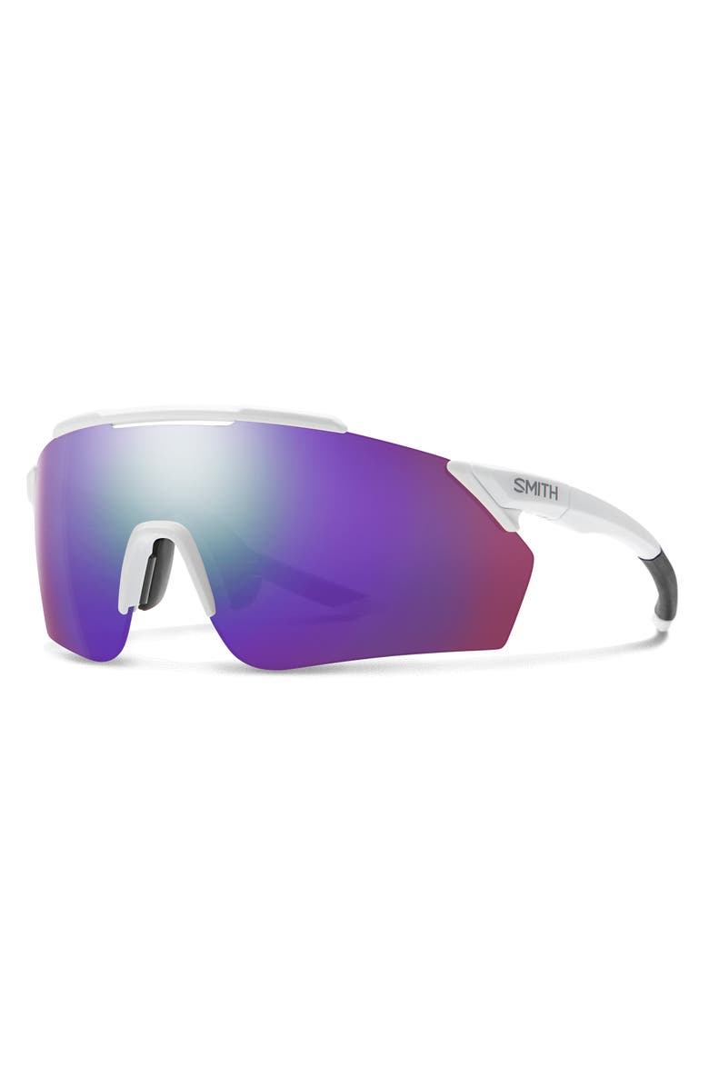 Smith Ruckus 135mm ChromaPop<sup>™</sup> Shield Sunglasses, Main, color, Matte White / Violet