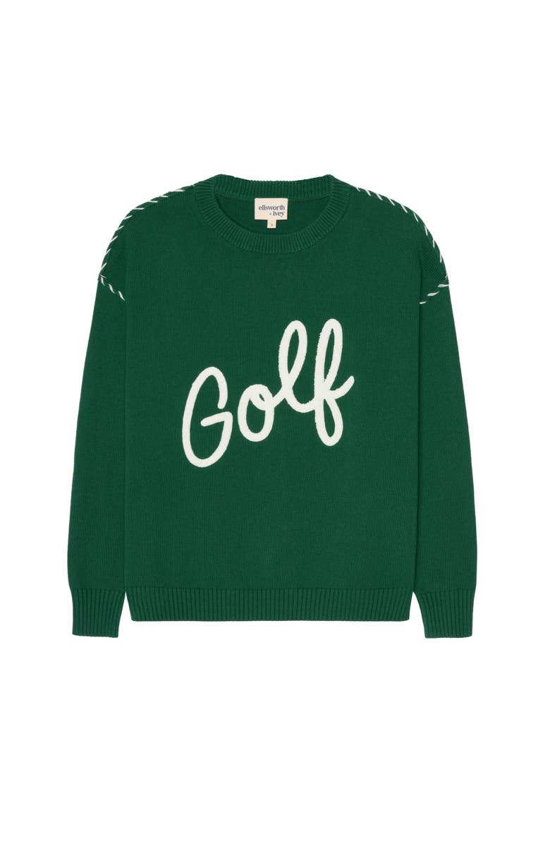 Ellsworth + Ivey Riley Crewneck Sweater - Golf Script, Main, color, Green