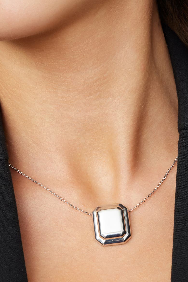 Sterling Silver Cufflink Pendant Necklace, Alternate, color, Silver