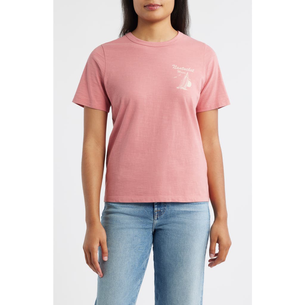 Faherty Nantucket Sunwashed Cotton Graphic T-shirt In Red