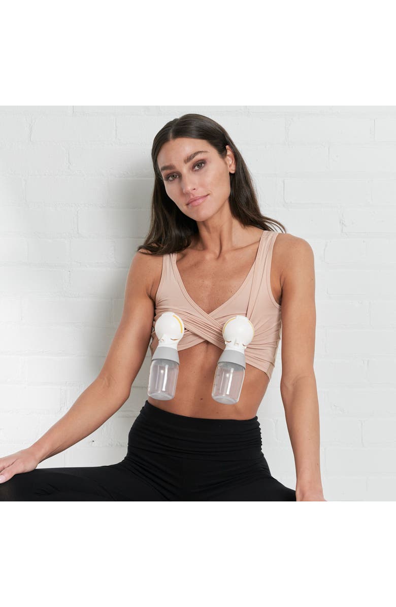 LARKEN X Maternity, Nursing + Hands - Free Pumping Bra, Main, color, Sand