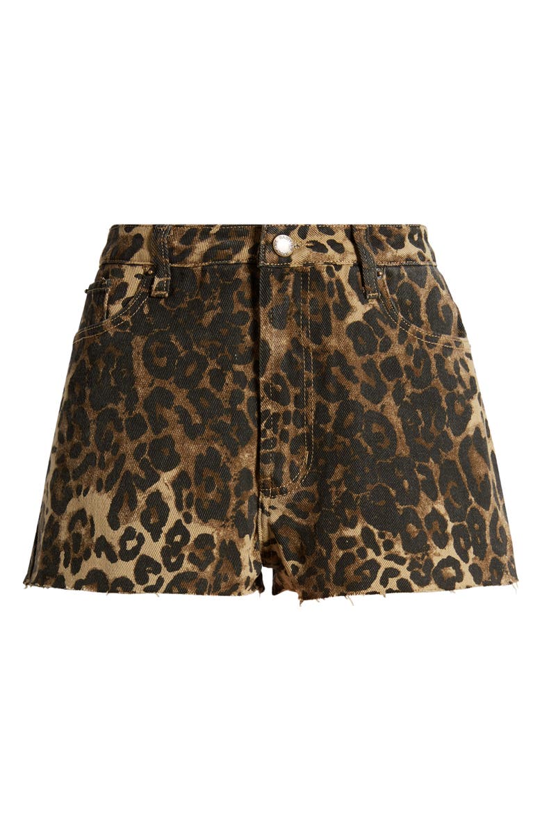 NASTY GAL Leopard Print Denim Cutoff Shorts, Alternate, color, Leopard
