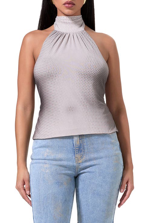 Golda Open Back Turtleneck Halter Top
