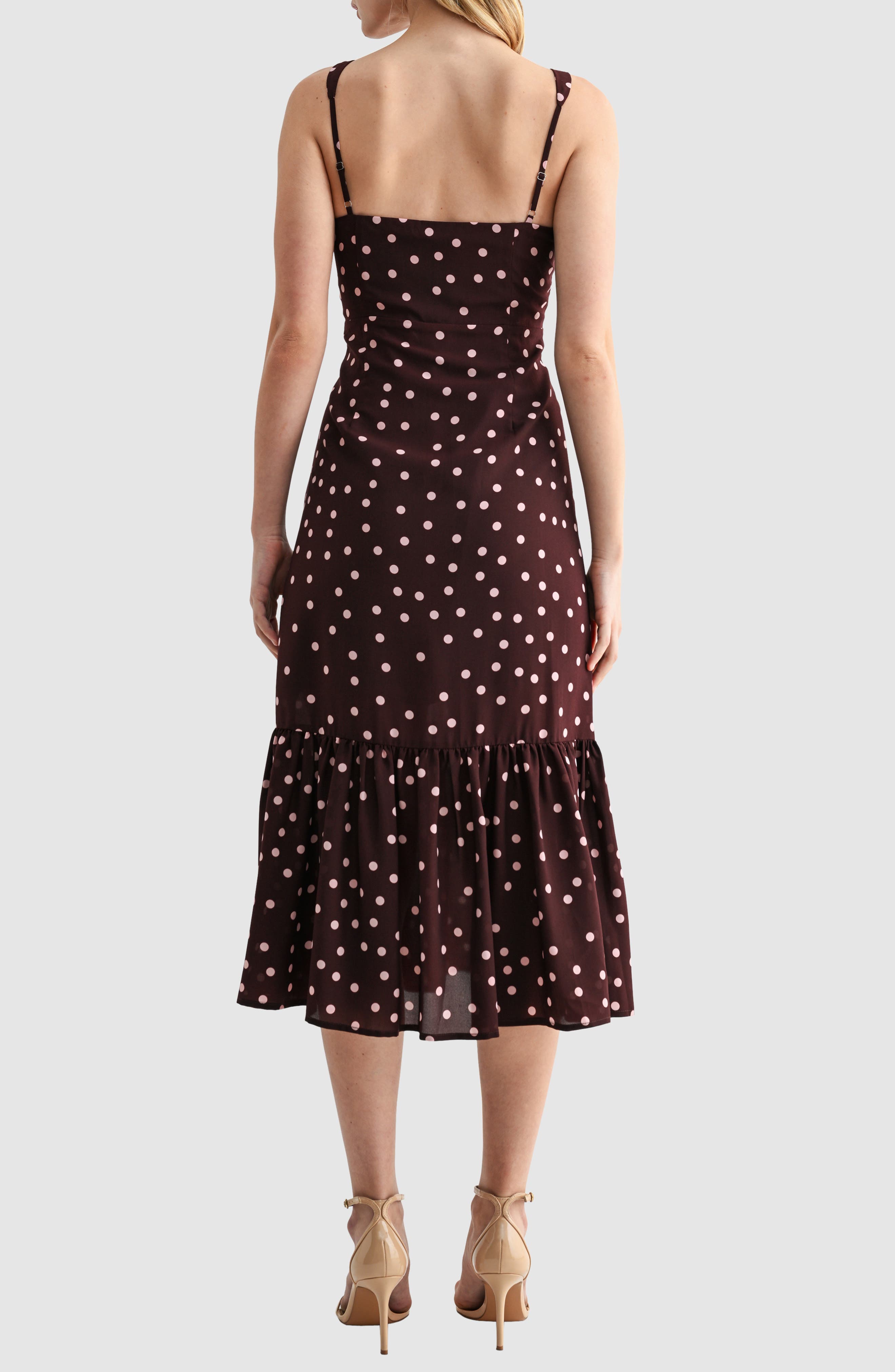 Polka Dot Tiered A-Line Midi Dress - image 2