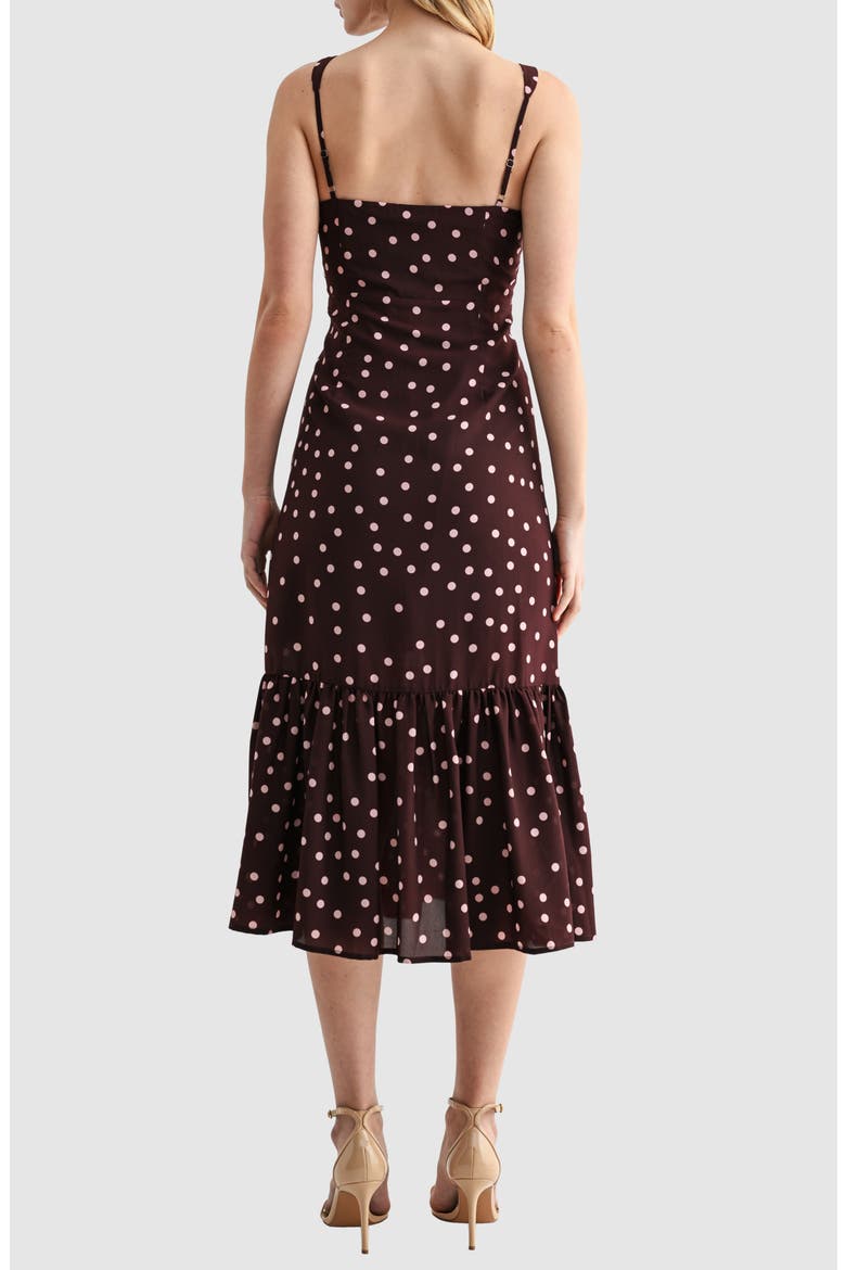 Polka Dot Tiered A-Line Midi Dress, Alternate, color, BURGUNDY PINK