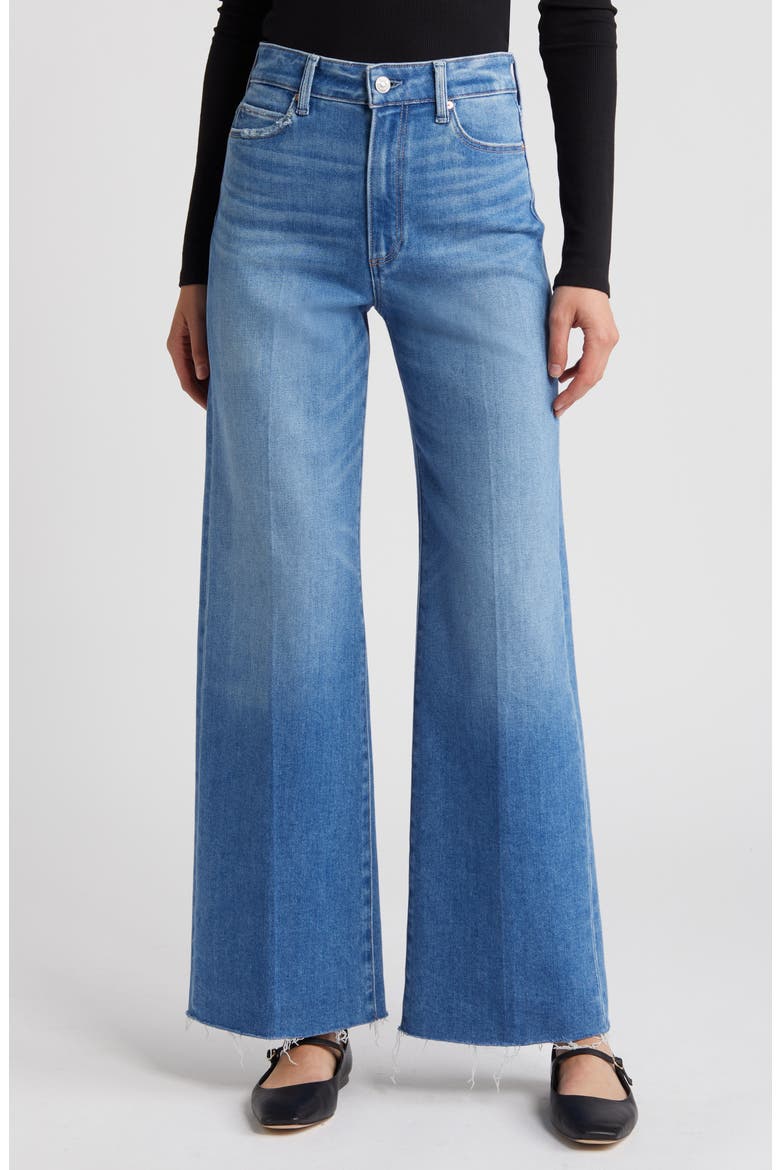 Anessa High Waist Raw Hem Wide Leg Jeans, Main, color, MESMERIZE