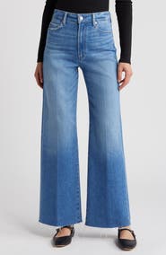 PAIGE Anessa High Waist Raw Hem Wide Leg Jeans