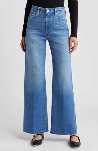 Anessa High Waist Raw Hem Wide Leg Jeans